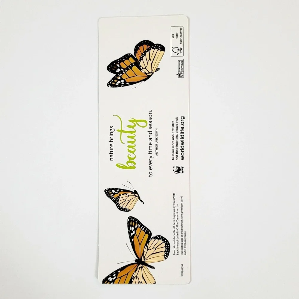 Vintage Y2K Monarch Butterflies Bookmark Butterfly, WWF World Wildlife WFRE44094